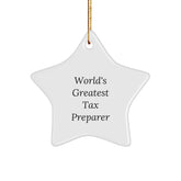 Funny Tax Preparer Star Ornament Gifts from Friends for Christmas Unique Decorations - 'World's Greatest Tax Preparer' - Image 1